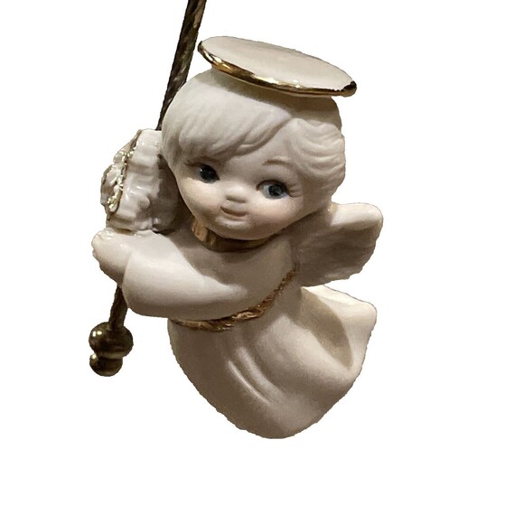Porcelain Christmas Angel Ornament Hand Painted Holiday Decoration - Picture 1 of 12